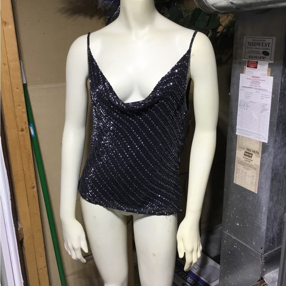 Cache Black & Silver Top